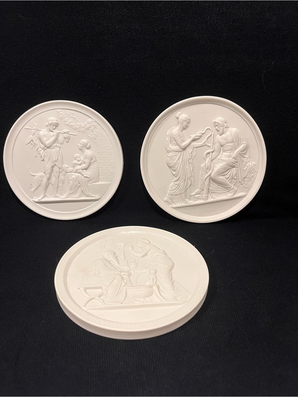 Vintage Royal Copenhagen Bisque Porcelain Plates Midcentury Wall Decor Set of 3
